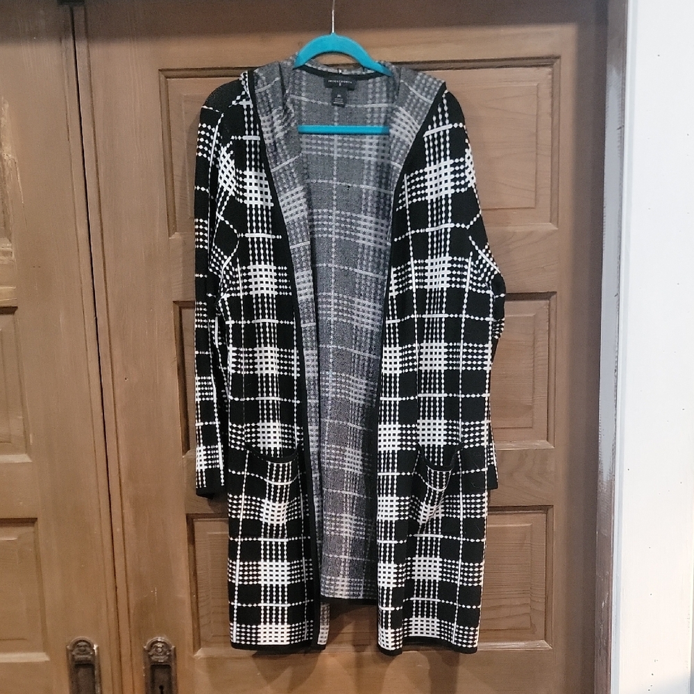 Investments Black and White Grid Cardigan